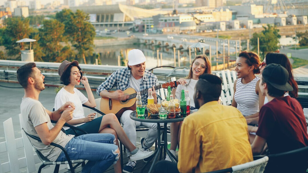 people networking at party